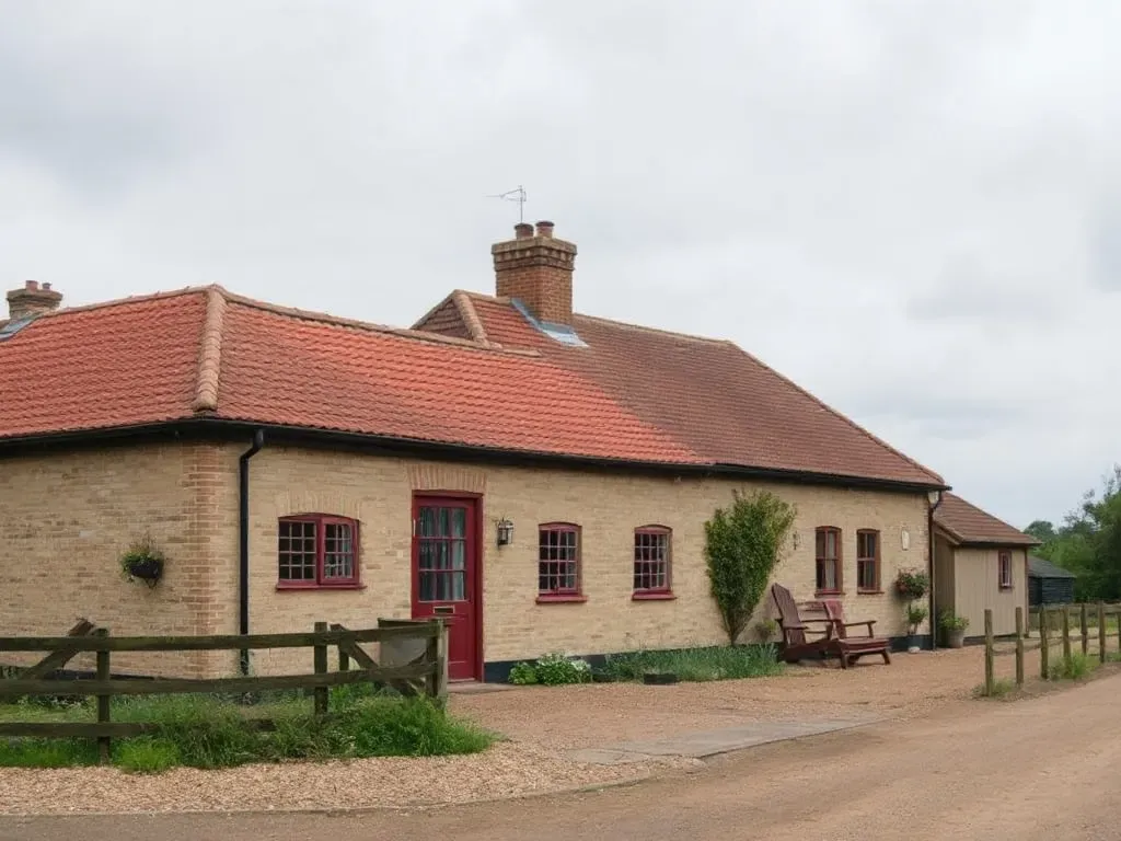 The site involved in rural outbuildings, near Ongar, seen from a distance