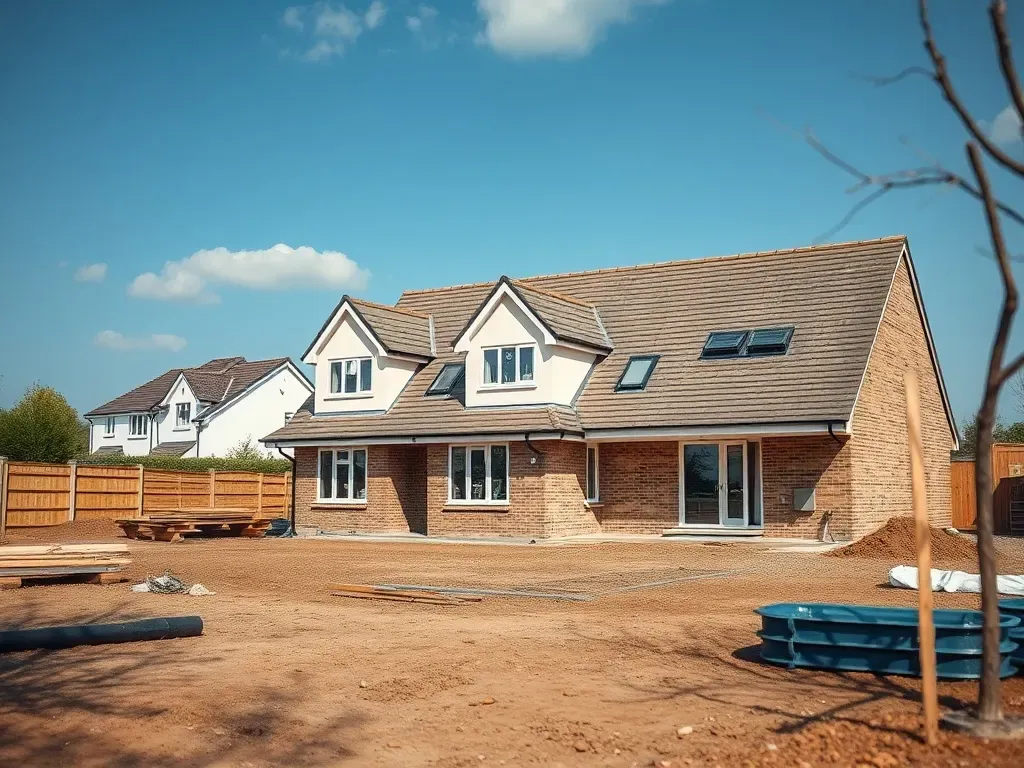 The site involved in single-storey extensions, near Ongar, seen from a distance